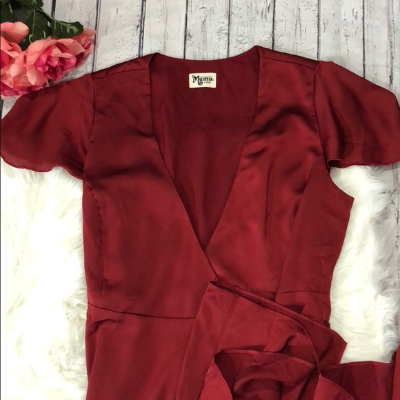 NWT SMYM Ruby Luxe Satin Noelle Wrap Dress - Picture 7 of 14